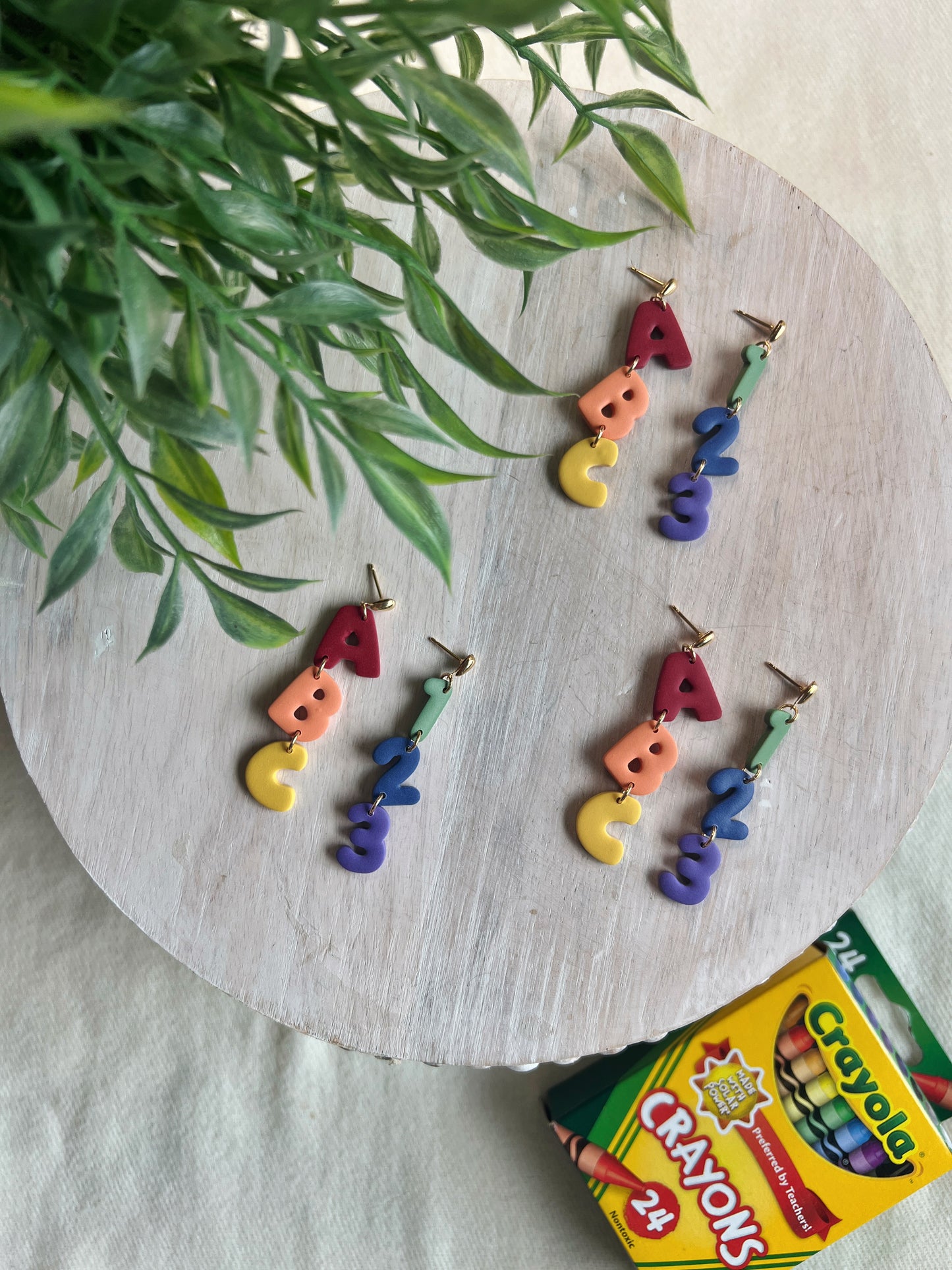 ABC 123 Dangle Earrings