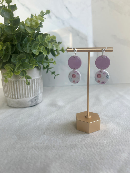 Smiley Face Circle Dangles (Shimmer)