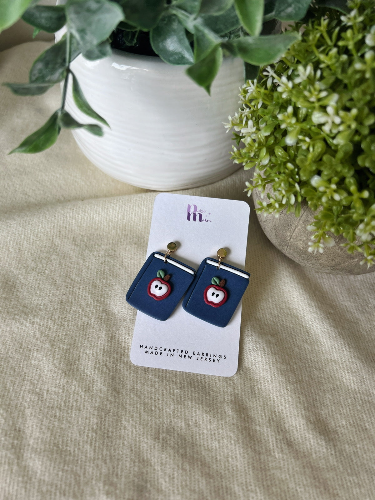 Apple School Book Earrings