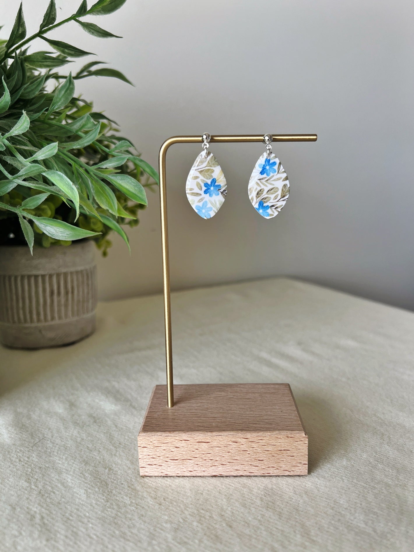 Blue Floral Dangles