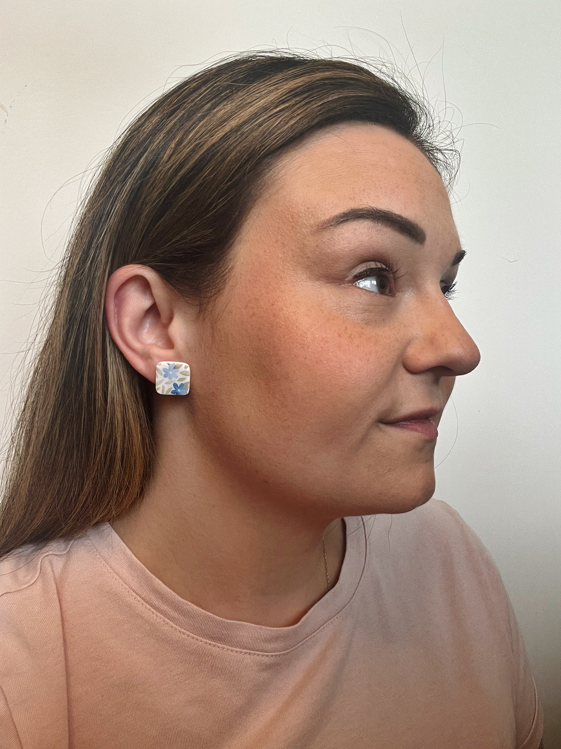 Blue Florals Square Studs