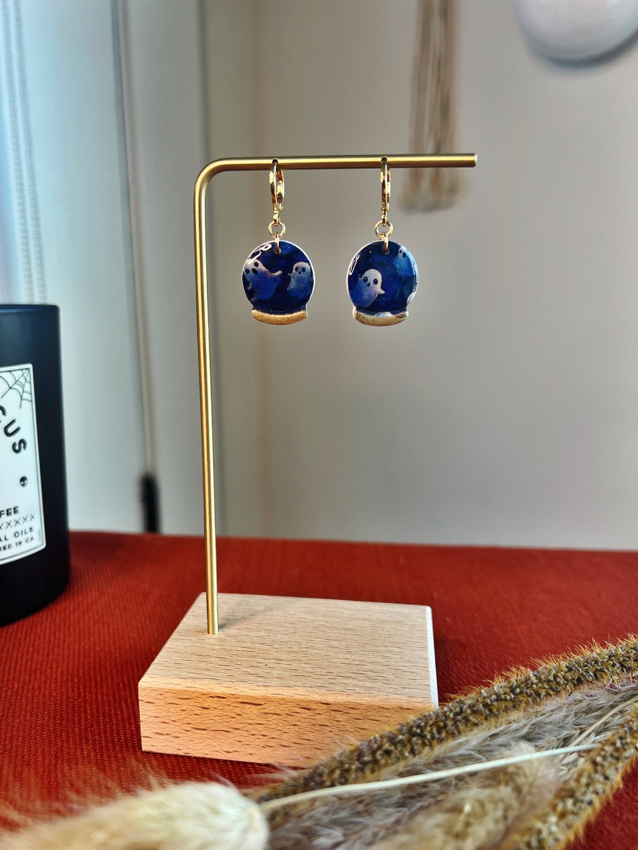 Crystal Ball Ghost Earrings