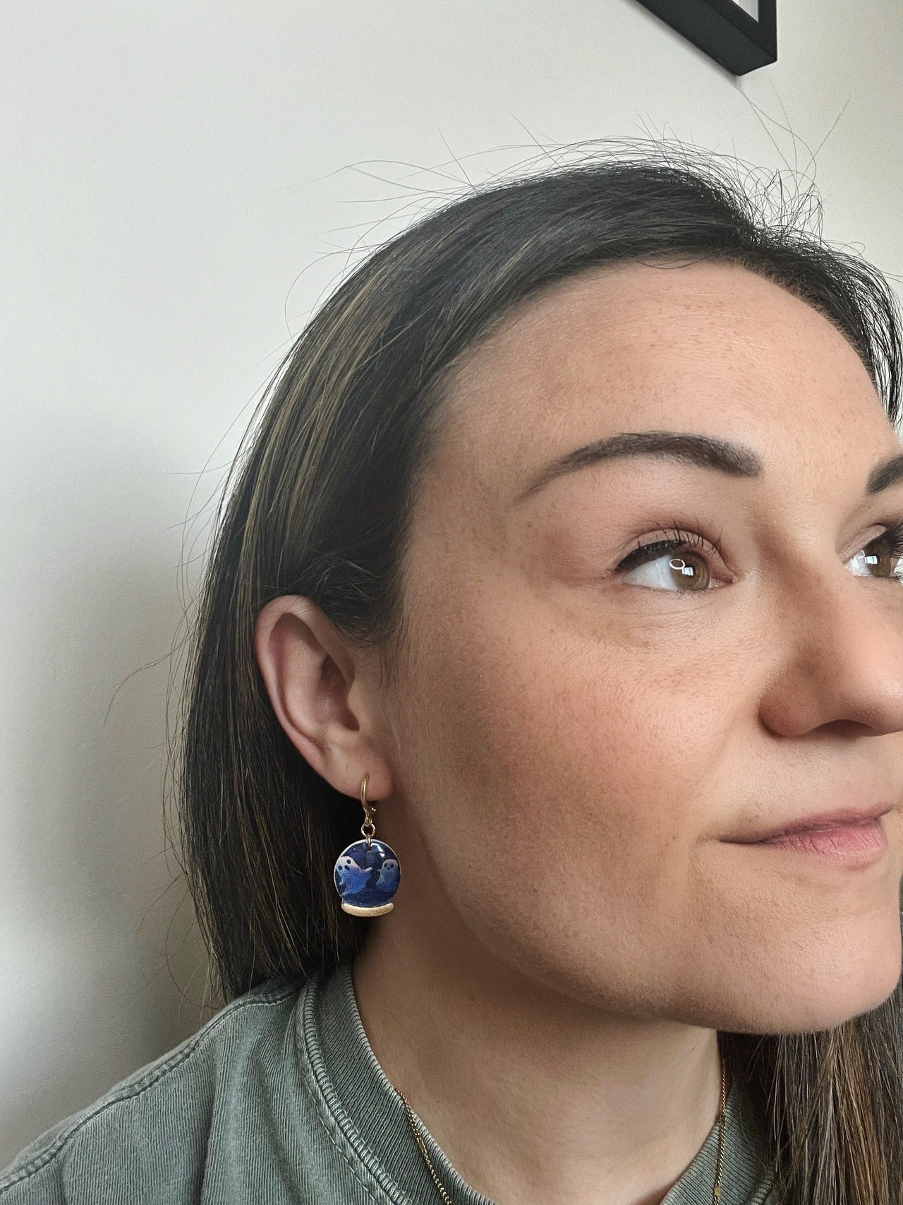 Crystal Ball Ghost Earrings
