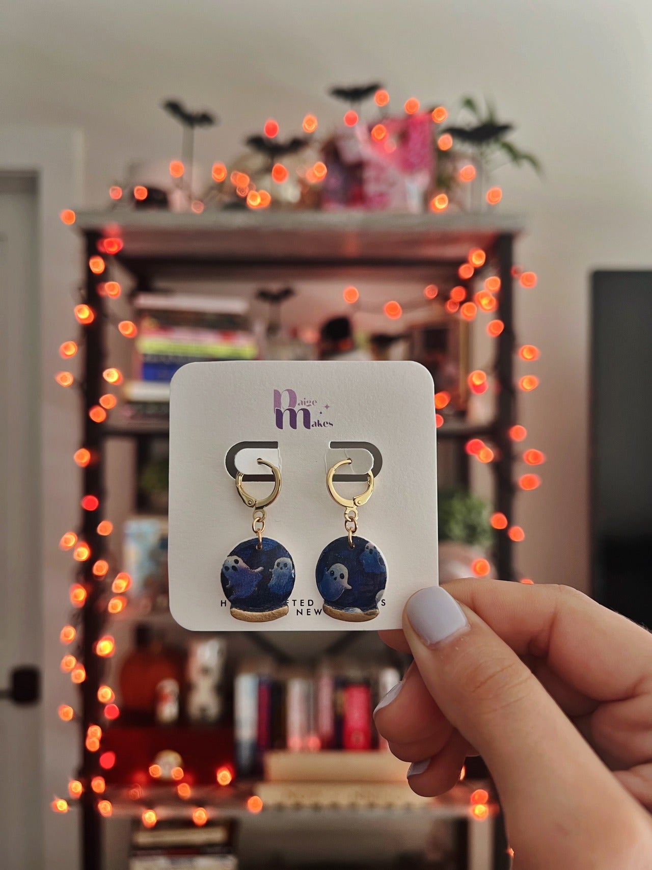Crystal Ball Ghost Earrings