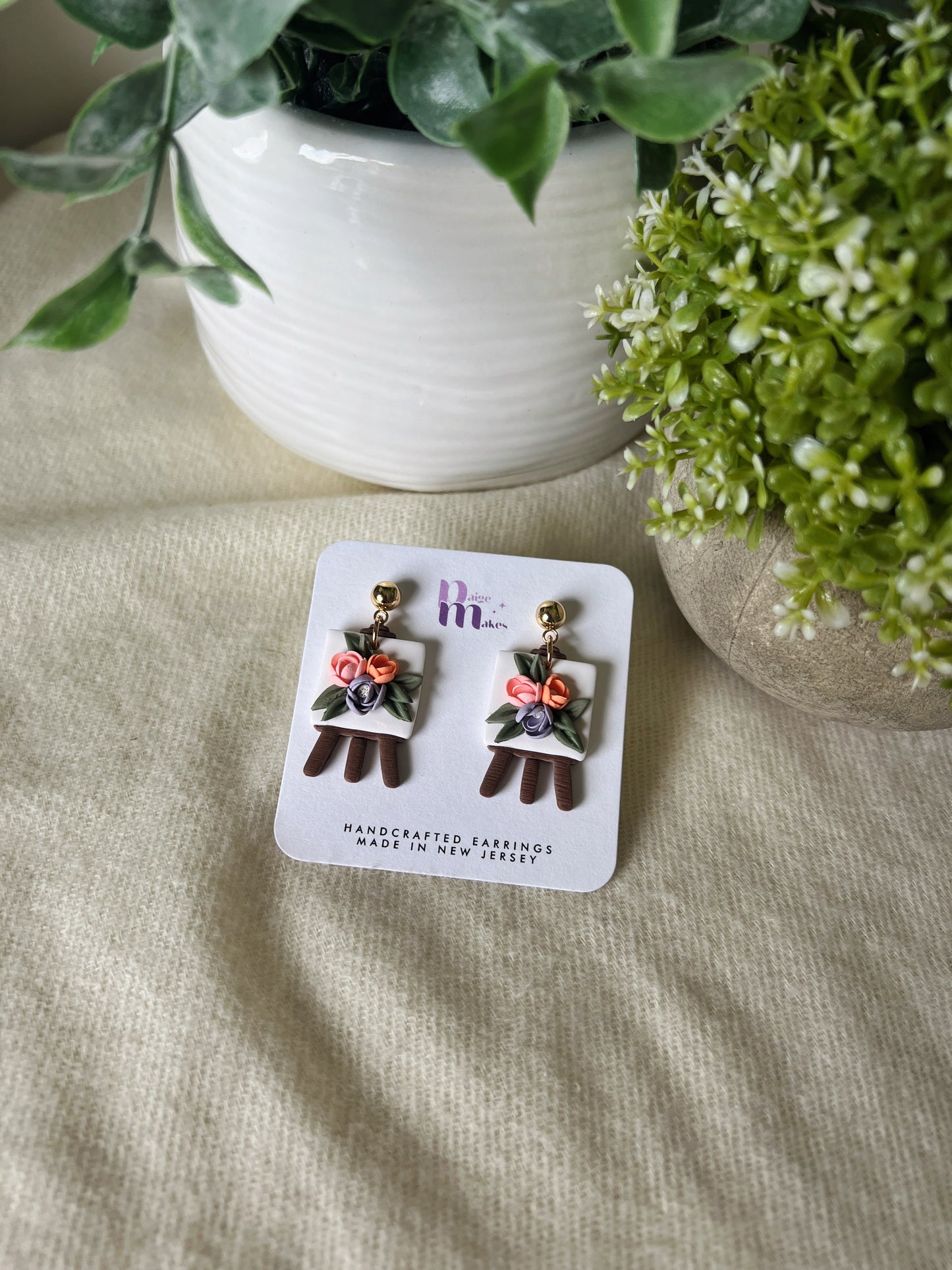 Floral Art Easel Earrings