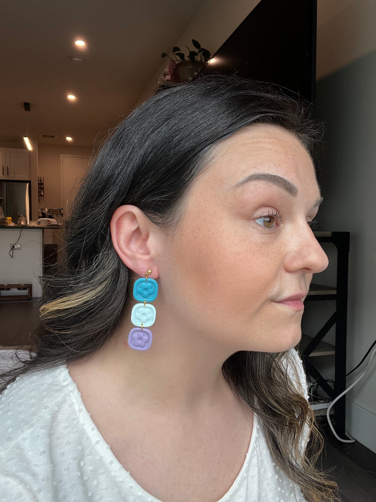 Flower Dangles in Blue & Purple