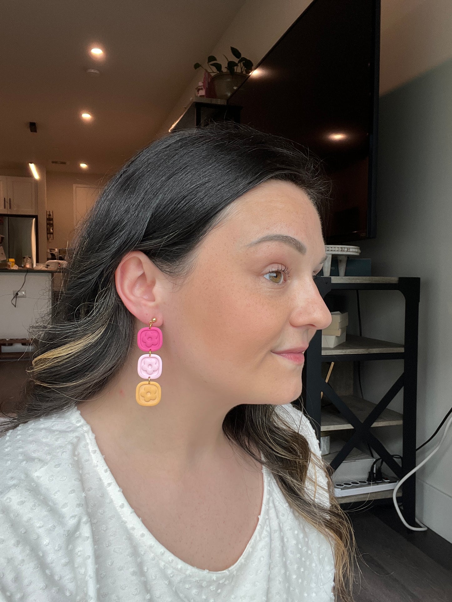 Flower Dangles in Pink & Orange