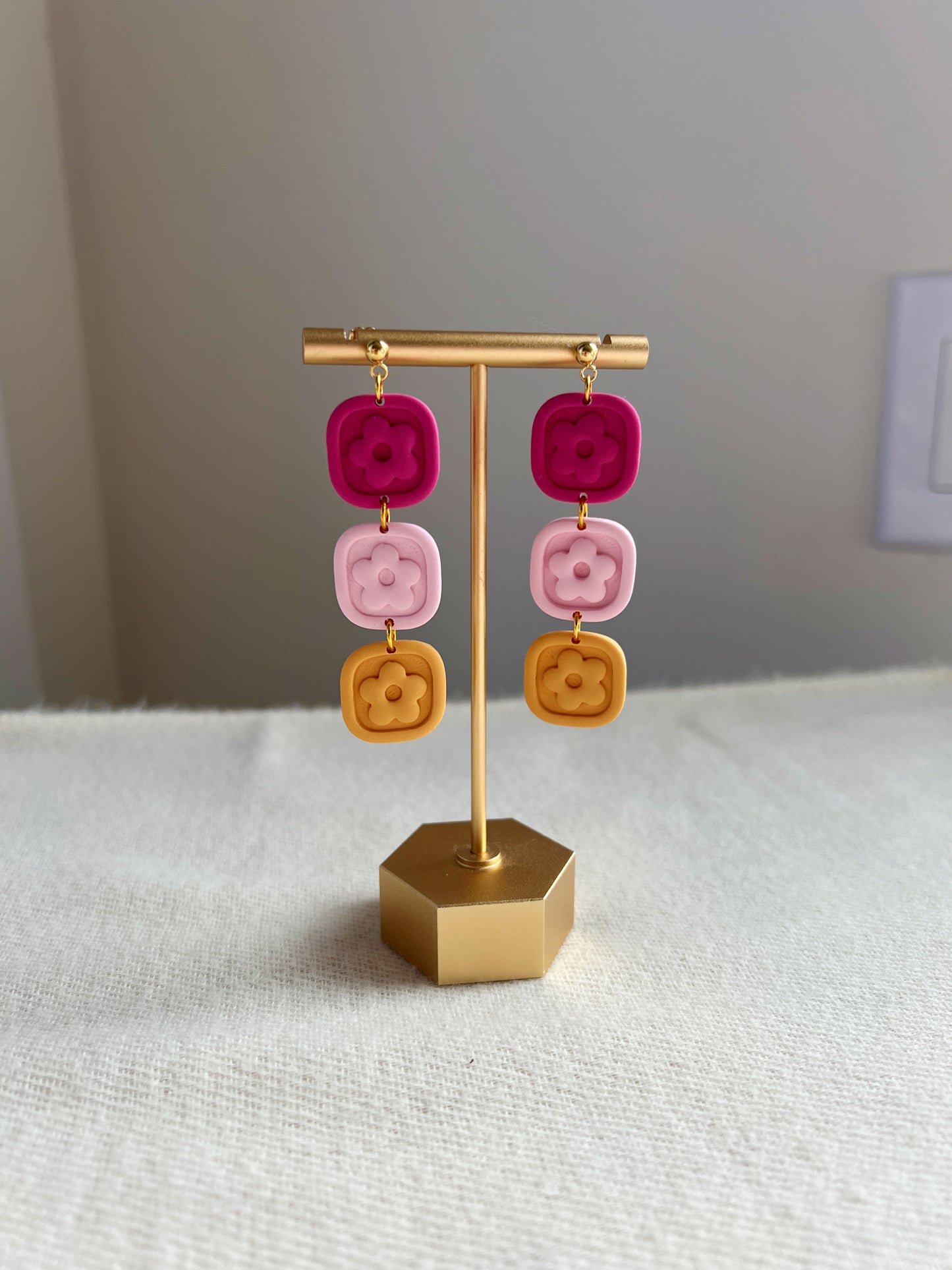 Flower Dangles in Pink & Orange