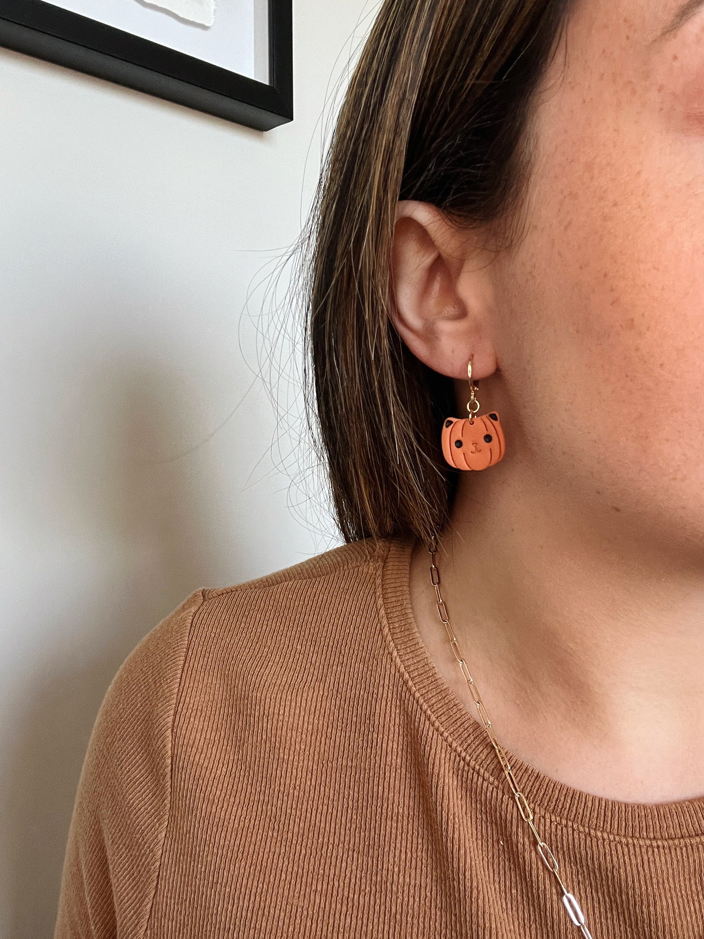 Pumpkin Kitty Earrings