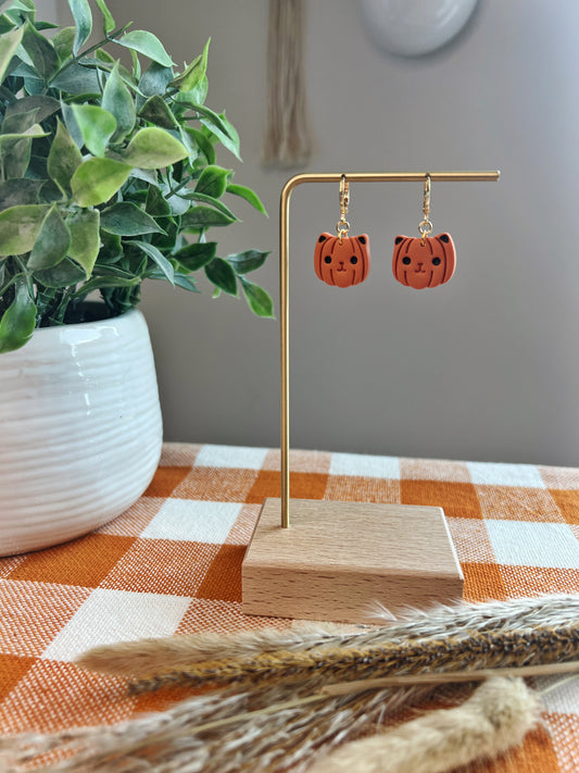 Pumpkin Kitty Earrings