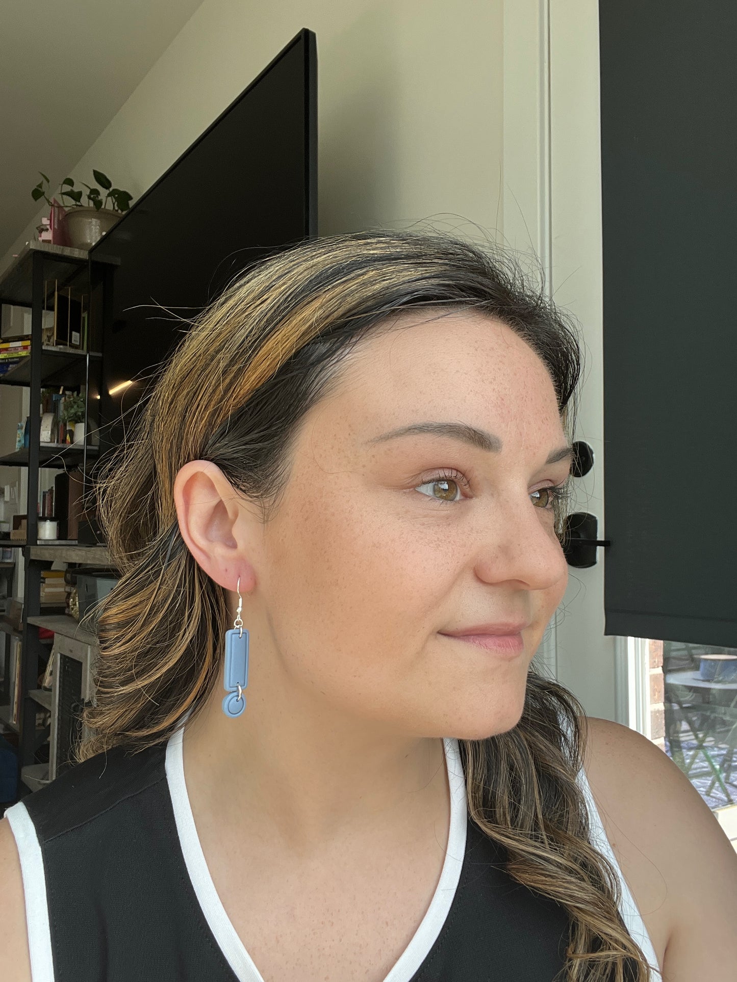Coastal Blues Mini-Rectangle Earrings (Shimmer)