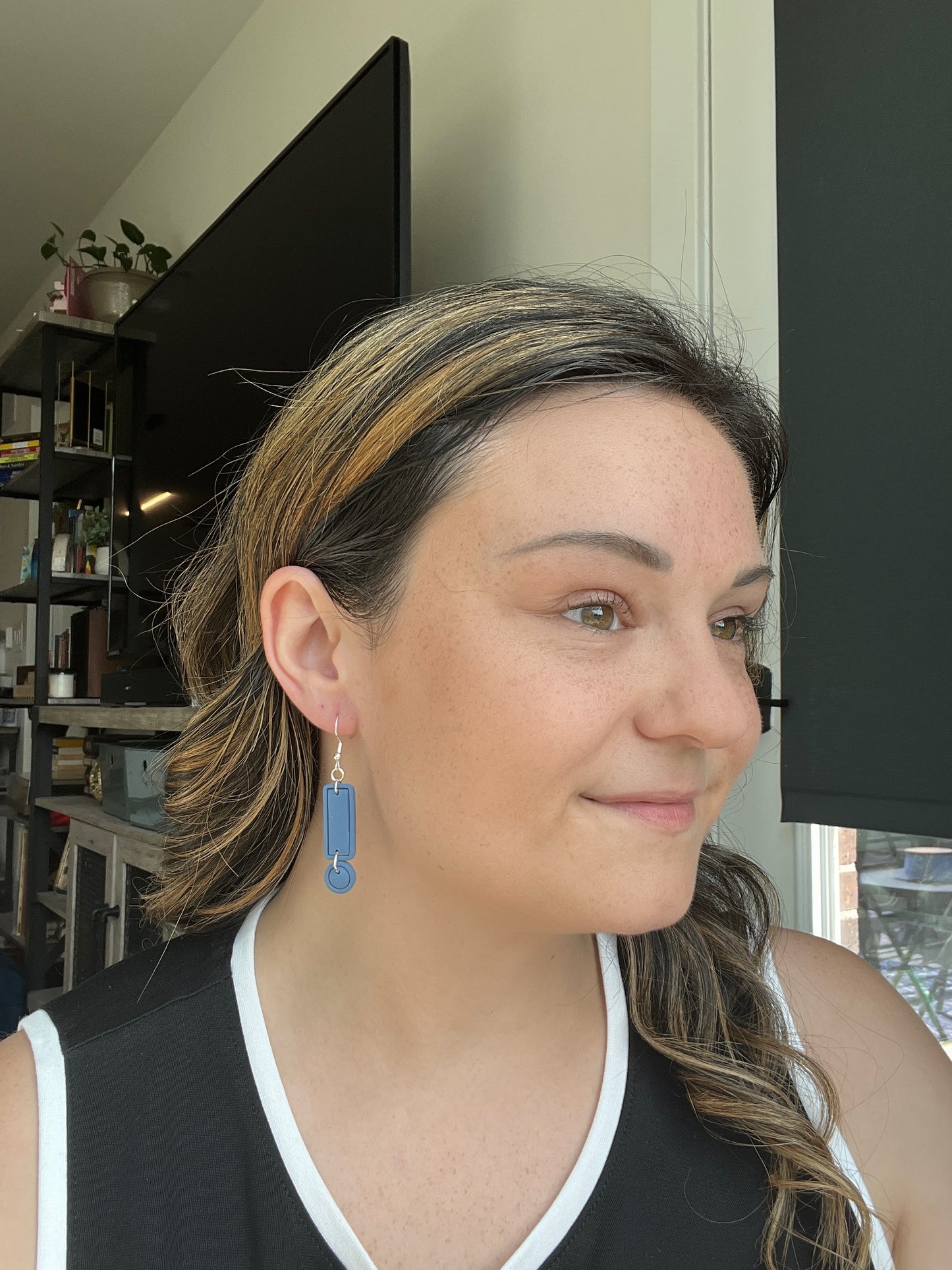 Coastal Blues Mini-Rectangle Earrings (Shimmer)