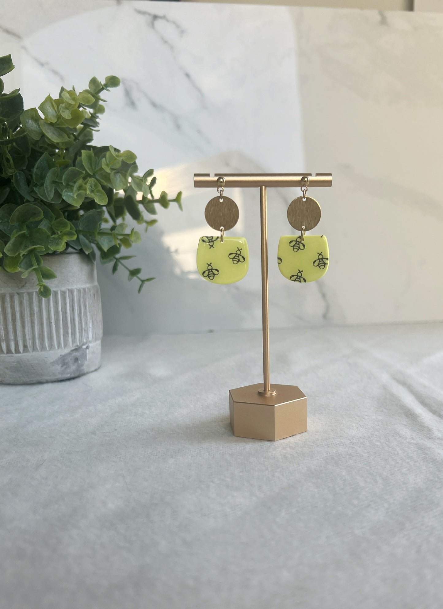 Golden Bee Dangle Earrings