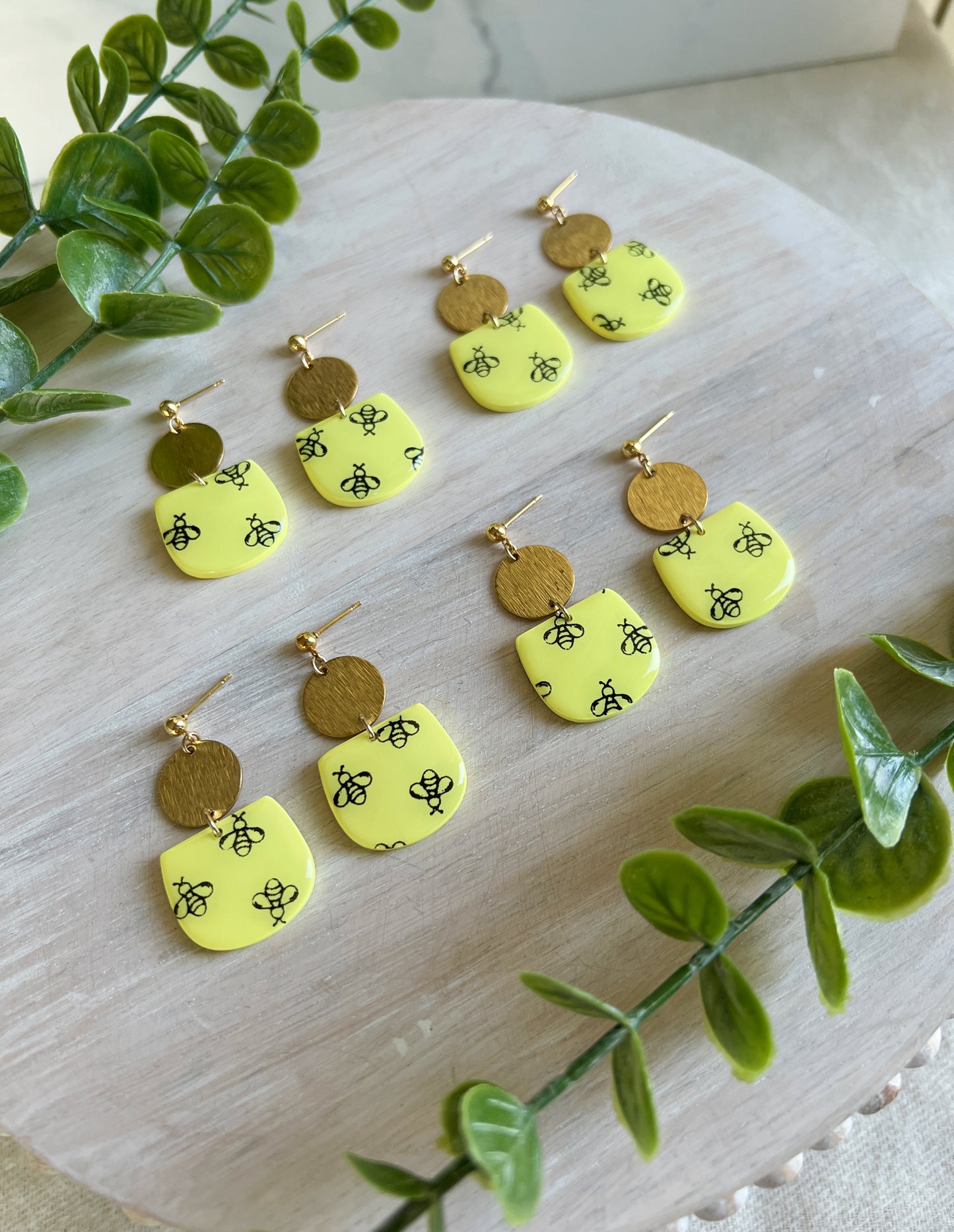 Golden Bee Dangle Earrings