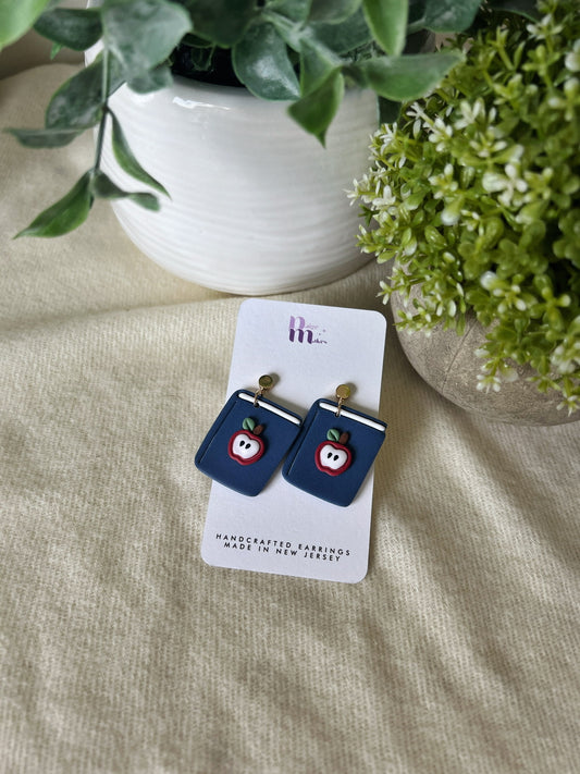 Apple School Book Earrings