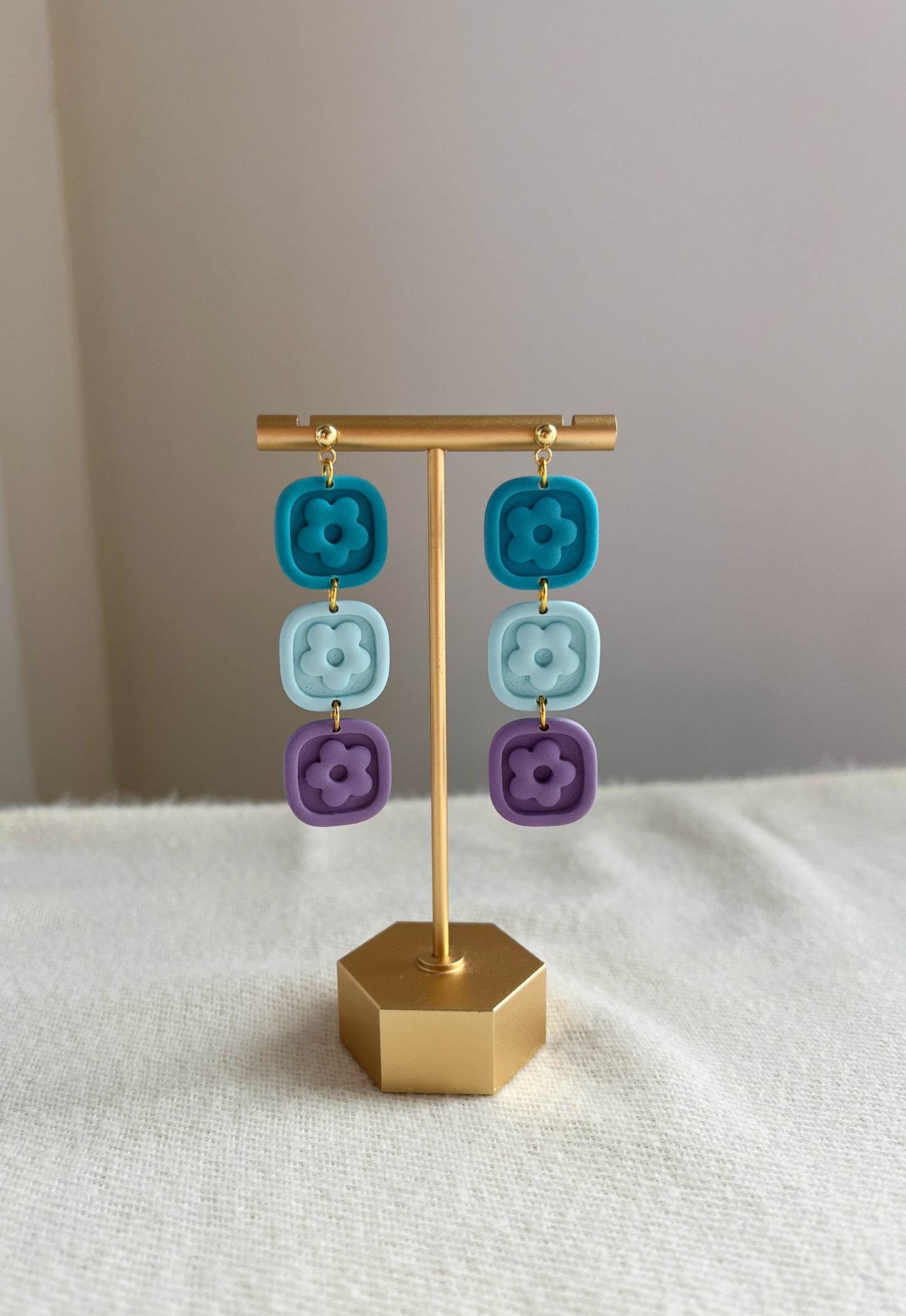 Flower Dangles in Blue & Purple