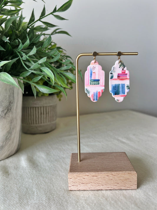Bookshelf Print Earrings