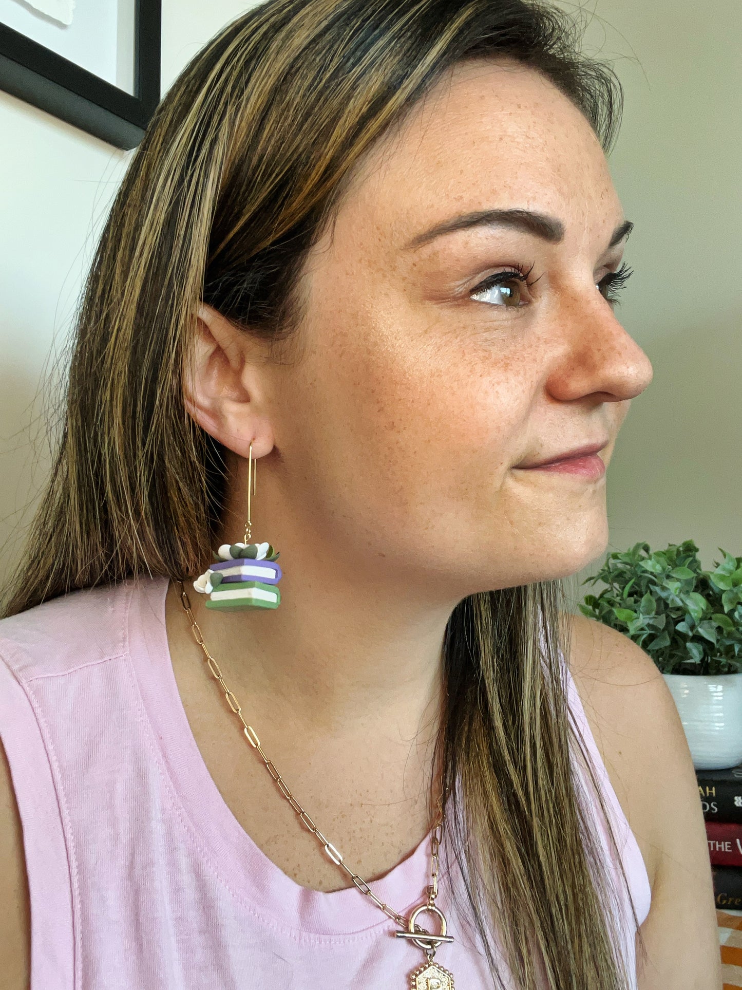 Floral Book Stack Earrings