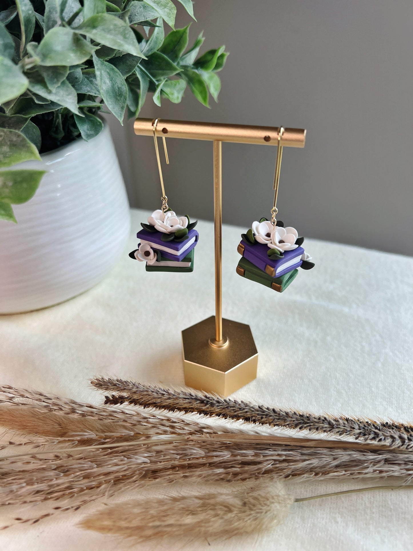 Floral Book Stack Earrings