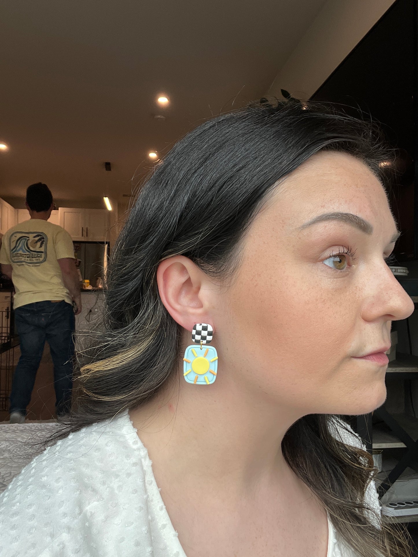 Rainbow and Sun Checkered Studs