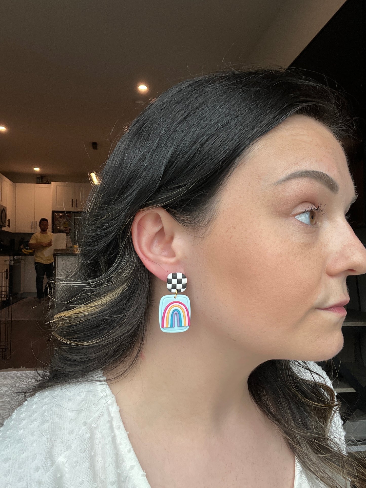 Rainbow and Sun Checkered Studs